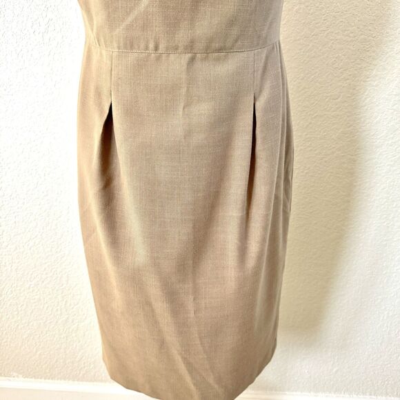 VTG Howard Wolf Size 8 Sheath Pencil Dress Tan Blue White Colorblock Stripes - Picture 3 of 16